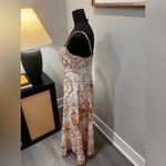 Amalie Floral Print Linen Blend Tea Length Dress Resort Wear Size 6 Orange Photo 2