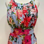 Gilli Baby Blue w Colorful Tropical Floral Print Halter Maxi Dress ModCloth Size M Photo 5