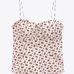 ZARA  Tank Tie Strap Linen Floral Babydoll Blouse Size Medium Photo 0