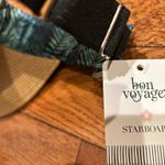 bon voyage STARBOARD NWT Wide Brim Straw Visor Hat with green leave Print Band Tan Photo 13