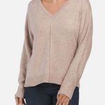 Rachel Zoe womens V Neck Sweater Beige Cafe Au Lait Exposed Seam Pullov… Photo 0