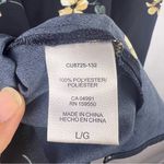 Hilary Radley Navy Floral Blouse, Yellow Flowers, Polyester, Flutter Sleeve Top Photo 10