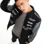 Bershka Motocross Contrast Sleeve Bomber Jacket Photo 0