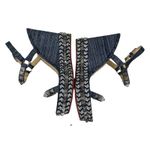 Christian Louboutin  Lame Lux Pyraclou 110 Denim Wedge Sandal Blue Size 41 Photo 4