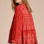 Johnny Was $350 NWOT  Desi Embroidered Floral Red Eyelet Button Shirt Blouse Sz L Photo 0