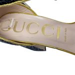 Gucci Soko Bee Blue Glitter Platform Heels Gold
Trim Ankle Strap Size 38.5 Photo 11