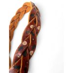 Lucky Brand BELT Womens S Small Braided Painted Flowers Daisy Brass Buckle Brown Photo 1