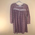 Eileen West Pink Embroidered Floral Nightgown S Cotton Long Sleeve Ruffle Lace White Photo 1