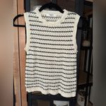 Daphnea Paris crochet vest tank top blouse striped sleeveless sweater neutral Black Size M Photo 6