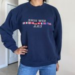 Jerzees Vintage New York USA Navy Blue Embroidered Flags Sweatshirt Size M Photo 9