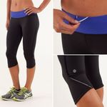Lululemon Run Fast Free Crop in Black / Tonka Stripe Burnout Pigment Blue Photo 3