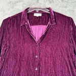 Bella Dahl Shirt Womens Medium Purple Winter Bloom Round Yoke Velvet Corduroy Photo 3