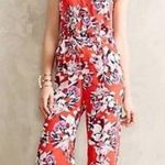 Anthropologie  Yumi Kim Daffney red Silk floral Jumpsuit size medium Photo 0