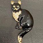 Vintage Enameled Black Cat Brooch New (Old Stock) Photo 3