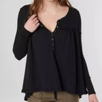 We The Free Black Button Down Scoop Neck 'Kai' Henley Long Sleeve Tunic Size XS Photo 7