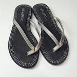 Perla Marre Beaded Black Flip Flops Size 8 Silver Photo 2