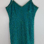 Laurence Kazar Vintage Emerald Green Sequin Beaded Silk Mini Dress Medium 80’s Photo 0
