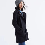 Madewell Black Wool City Grid Coat Size 0 Photo 2