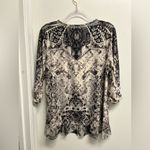 Style & Co Women's Black and White Patterned Top with Studs & Rhinestones Photo 4