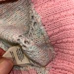 Love Shack Fancy Geneve Cropped Cardigan in Gum Drop Pink Rainbow Knit with v neck Photo 6