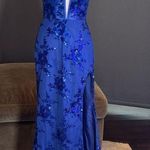 Women’s Blue Sparkly Mermaid Fit Prom Party Dress CrissCross Straps Size 2 Photo 0