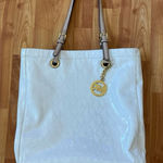 Michael Kors Jet Set Glossy White MK Signature Tote Bag Large Photo 0