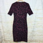 Anthropologie  Maeve Elorn Sheath Dress Women 6 US Red Black Lace Ruched Romantic Photo 2