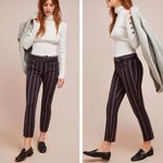 Anthropologie  the Essential Slim Black Striped Belted Trouser Pants Photo 1