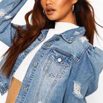 Boohoo 🦋Puff Shoulder Cropped Denim Jacket🦋 Photo 5