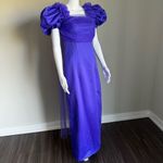 Vintage 90’s Satin Puff Sleeve Toile Purple Evening Gown With Back Slit Photo 1