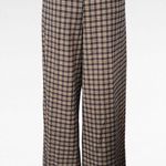 Cato Tan Coffee Plaid High Rise Wide Leg Trouser Pants Size 14 Photo 4