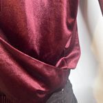 Dynamite Maroon Velour Deep Vneck Gathered Waist Dressy Blouse Size Medium Photo 4