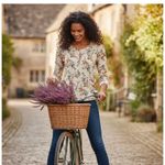 Garnet Hill Signature Eco Merino Wool Cardigan Large Cream Floral Button Front Photo 1