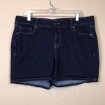 Lane Bryant  Women’s Dark Wash Mid-Rise Boyfriend Midi Short Flex Magic Waist Photo 0