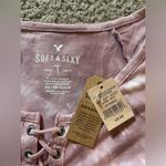 American Eagle NWT  Outfitters Soft & Sexy Criss-Cross, Tie Dye, Short Sleeve Top Photo 8
