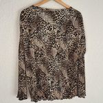NEW 2 TOPS Choices Woman 1X Animal Print Button Up Blouse Top Accordion Brown Photo 5