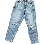 Arizona JUNIORS Highest-Rise Curvy Mom Jeans Distressed Size 9 Light Wash Denim Photo 0