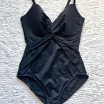 MiracleSuit Belle One Piece Swimsuit $182 Size 16 Black Mesh Panels V Neck Twist Photo 3