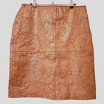 NEW Lauren Ralph Lauren Black Label Tooled Leather Pencil Skirt Sz 10 Brown Luxe Photo 3