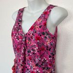 Saloni Aggie Silk Ruffled Floral Midi Dress Asymmetrical Pink Red Teal Green 8 Photo 9