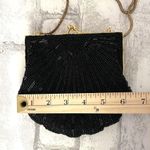 VTG Carolyne Barton Black Beaded Clam Clutch Shoulder Evening Purse Crossbody Photo 6