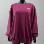 The North Face Crewneck Sweatshirt Purple Women's XXL Oversized Logo Fleece Photo 0