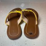 Kate Spade Women's Cece Patent Logo Slip-On T-Strap Sandals Yellow Show NEW Sz 8 Photo 3