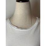 AMO Shirt Women Medium White Cotton Long Sleeve Distressed Tee Athleisure Preppy Photo 7