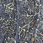 Coconut Cove Shirt Womens Medium Silk Camp Crop Boxy Button Up Floral Hawaiian Blue Photo 2