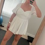 White Puff Sleeve Mini Dress Size 8 Photo 0