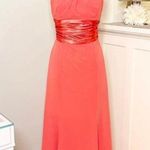 David's Bridal David’s Bridal Coral Halter Bridesmaid Dress Long Formal Gown 12 Photo 10