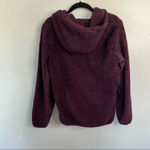 New Balance Full Zip Faux Fur Long Sleeve Fleece Jacket Burgundy Red Small Photo 4