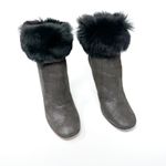 Jimmy Choo Tempo Bootie EU 40 Brown Shimmer Suede Shearling Fur Lined Heels Photo 2