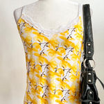 Daisy Fuentes Yellow Floral Lace Trim Tank Top, Cottagecore‎ Boho Y2K Festival Small Photo 0